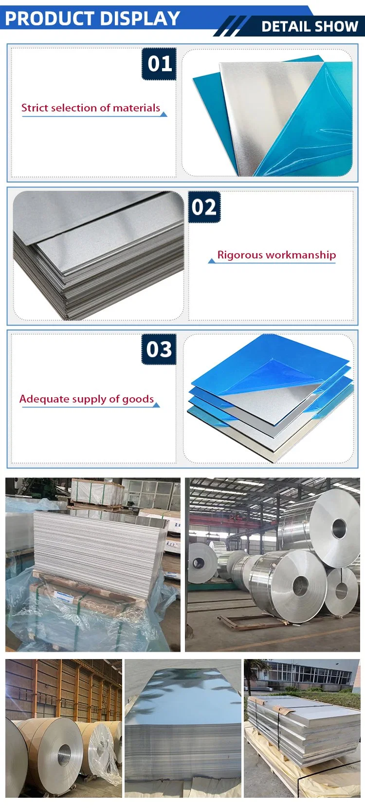 Sublimation Color Coated Metal Painted Al Aluminum Flat Sheet ISO9001 ASTM Silver Finished Rolled Al Alloy 6mm 2mm T651 6061 5083 3003 1100 1060 H14 T3 T8